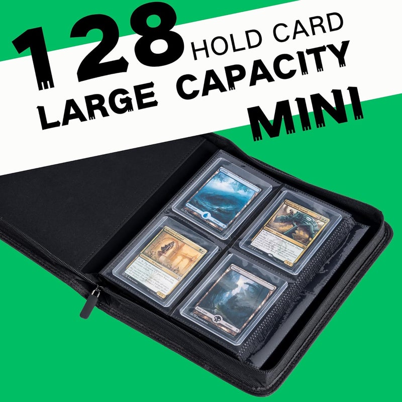 KUOOKING Toploader Binder, Holds 128+ Toploaders, 4 Pocket Top Loader Card Storage Case, Double-Sided Pockets for trading card in 3 x 4'' Toploaders (Grass Green) - Image 2